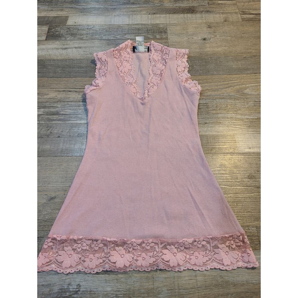 Pink Lace Trim Women's Top